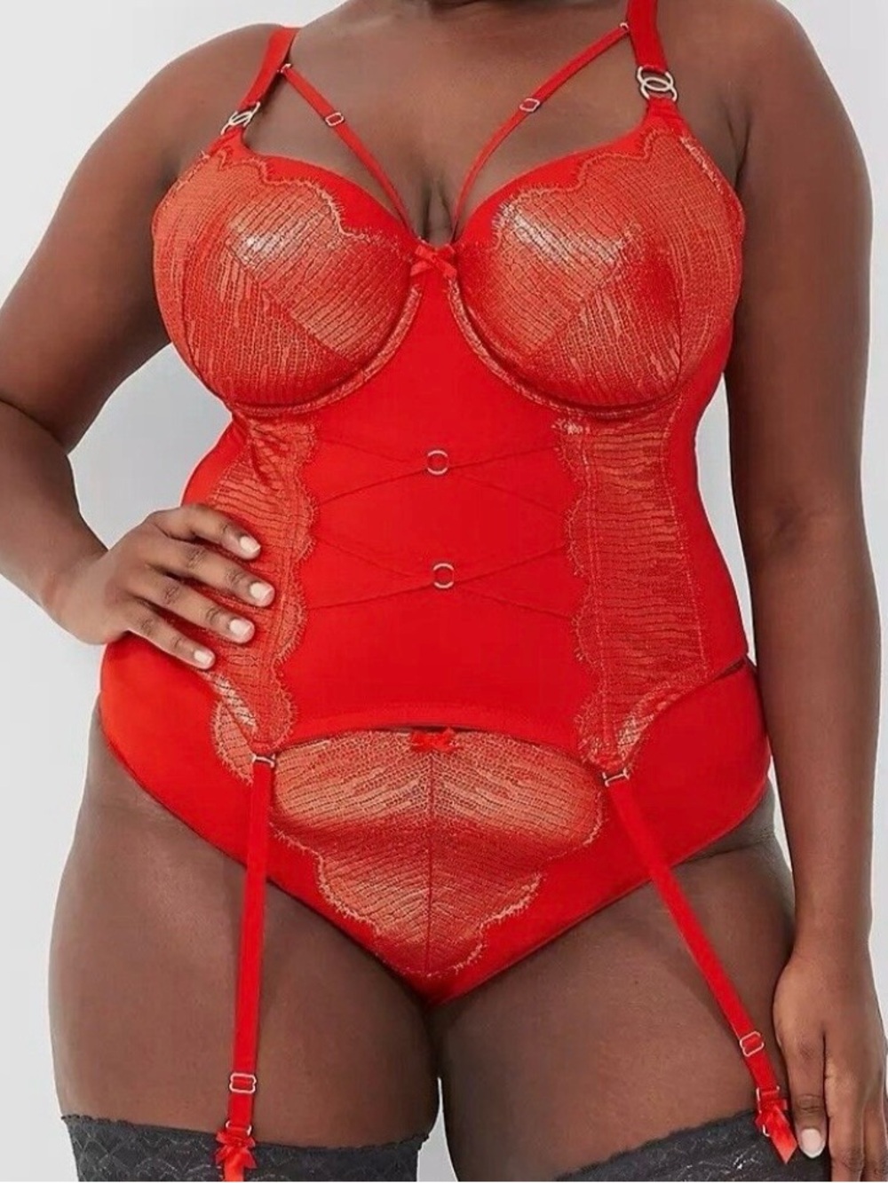 Cacique Red Lace bustier corset with Garter Straps